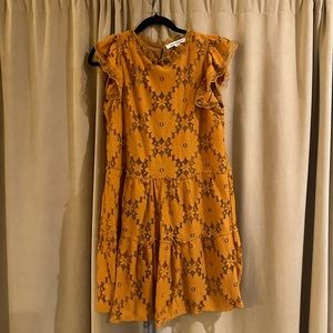 Anthropologie - Blue Tassel - Tiered Lace Tunic Dress - Gold Orange - Size M